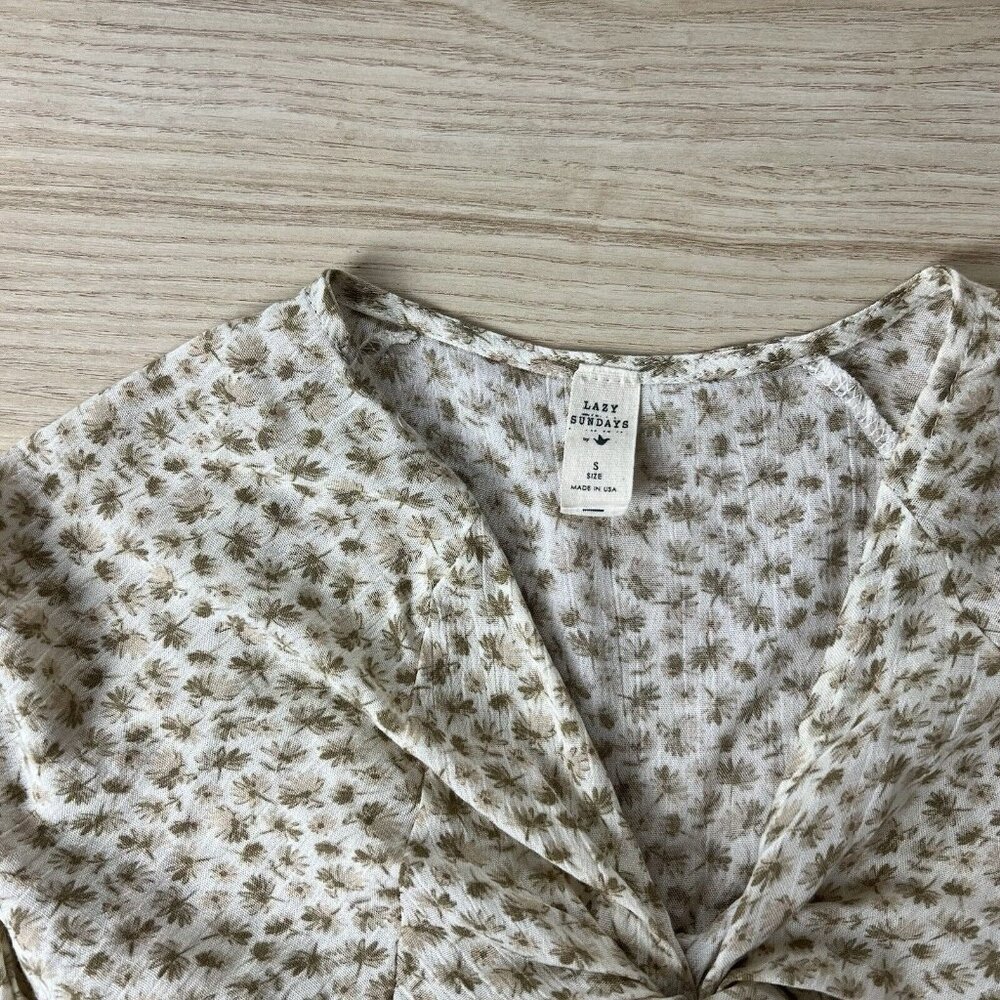 Lazy Sundays Crop Top Size Small Wrap Front Tie W… - image 5